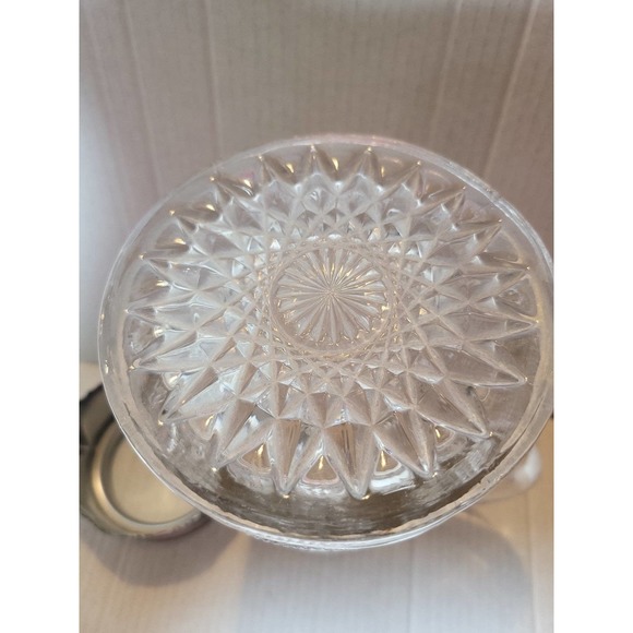 Art Deco Pressed Glass Pitcher with Silver Plated Top - Picture 7 of 7